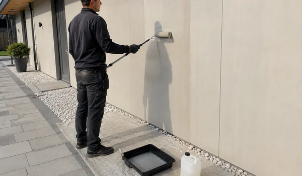 Grafitikaitse pinnakatte kandmine rulliga puhtale seinale, kasutame vahapõhist katet, mis laseb krohvipinnal hingata.
